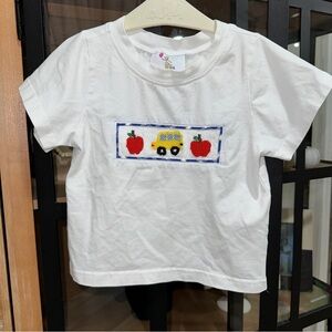 Eliza James smock school bus apples short sleeve tee daycare first day toddler
